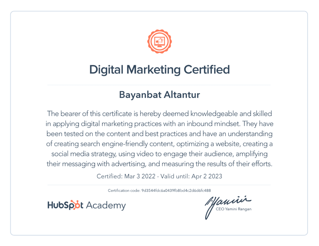 digital marketing certificate