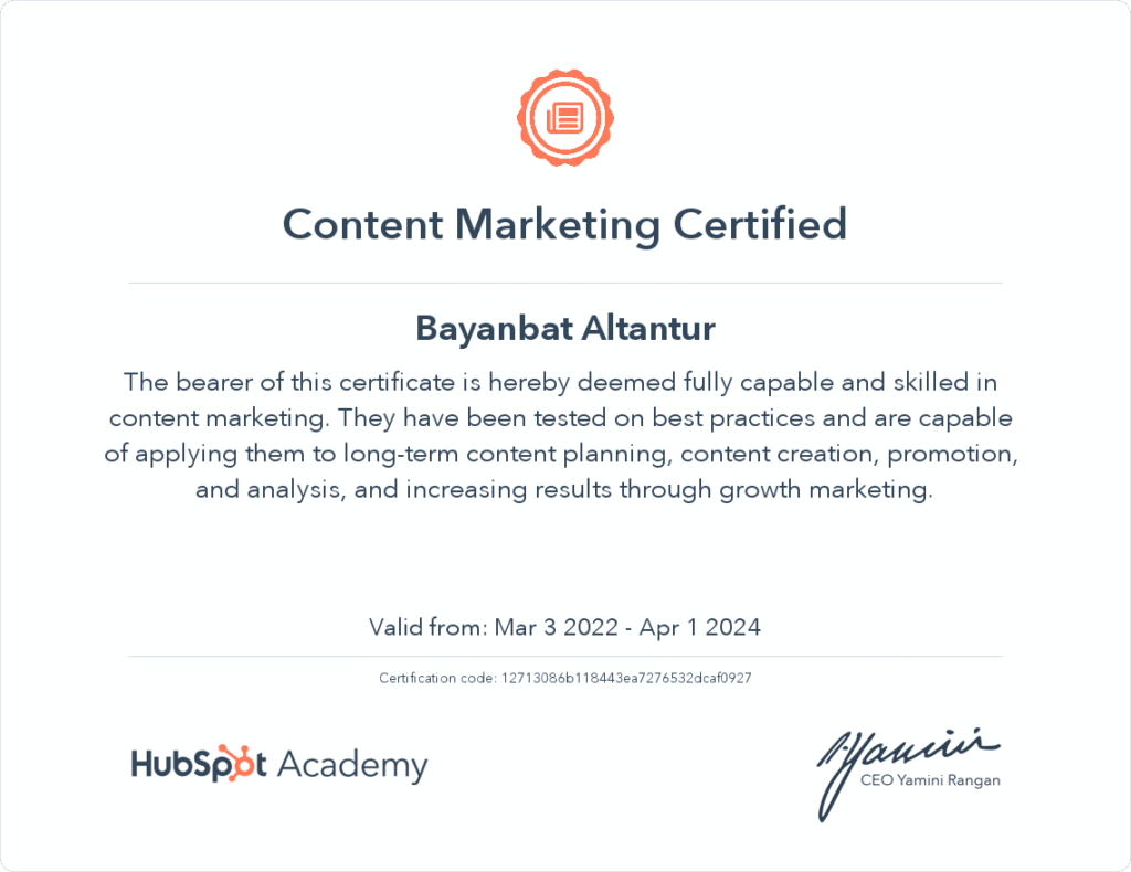content marketing certified