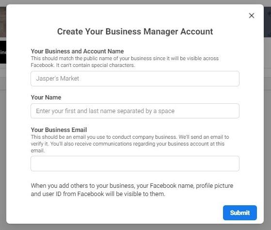 sign up business manager