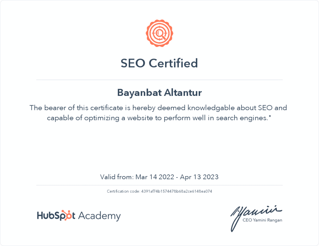 SEO certified