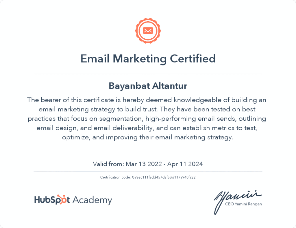 email marketing certified
